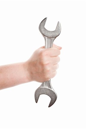 simsearch:400-05695467,k - Hand with a new wrench isolated on white Fotografie stock - Microstock e Abbonamento, Codice: 400-06178271