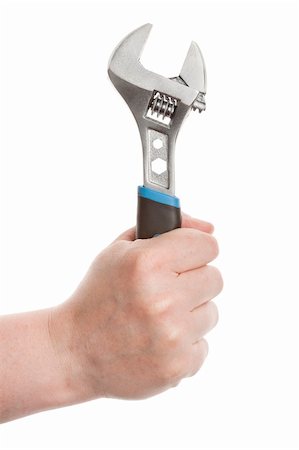 simsearch:400-08734195,k - Hand with a wrench isolated on white background Foto de stock - Royalty-Free Super Valor e Assinatura, Número: 400-06178273