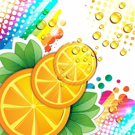 simsearch:400-04915117,k - Slices orange with leaf Stock Photo - Budget Royalty-Free & Subscription, Code: 400-06178481