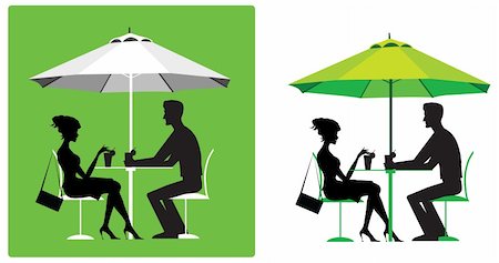 Silhouette of a couple at outdoor cafe Stock Photo - Budget Royalty-Free & Subscription, Code: 400-06178587