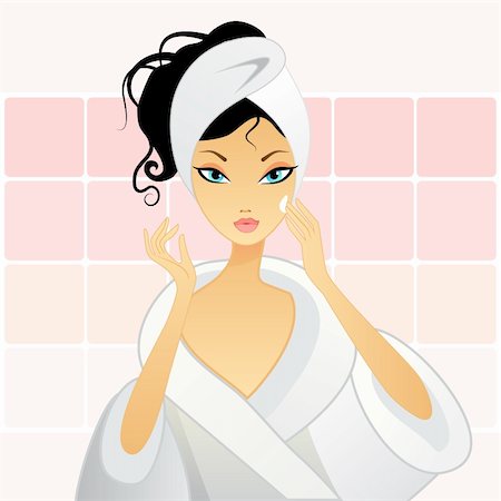 Vector illustration of a girl  in bathroom Stock Photo - Budget Royalty-Free & Subscription, Code: 400-06178749