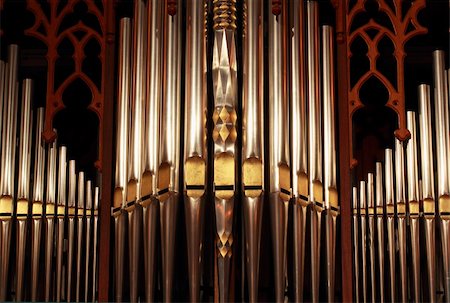 pipe organ - Beautifully ornate prospect pipes from a tracker organ Stock Photo - Budget Royalty-Free & Subscription, Code: 400-06178934