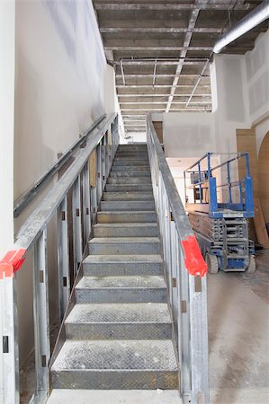 fireproof - Steel Staircase Construction in Commercial Space  Mezzanine with Metal Studs Support Stock Photo - Budget Royalty-Free & Subscription, Code: 400-06178965