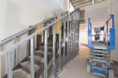 fireproof - Steel Staircase Construction in Commercial Space with Metal Studs Support Stock Photo - Budget Royalty-Free & Subscription, Code: 400-06178966