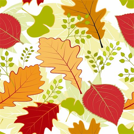 Colorful autumn leaves seamless pattern Stock Photo - Budget Royalty-Free & Subscription, Code: 400-06178968