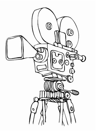 Vector illustration of the old cine camera. This file is vector, can be scaled to any size without loss of quality Stock Photo - Budget Royalty-Free & Subscription, Code: 400-06179072