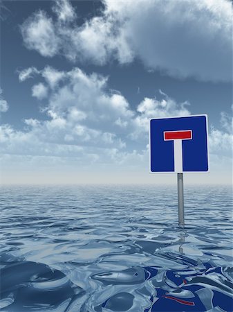 simsearch:400-04450110,k - roadsign dead end at water - 3d illustration Foto de stock - Super Valor sin royalties y Suscripción, Código: 400-06179125