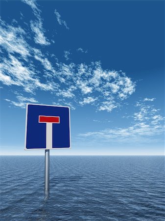 simsearch:400-04450110,k - roadsign dead end at water - 3d illustration Foto de stock - Super Valor sin royalties y Suscripción, Código: 400-06179126