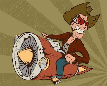 Biker-cowboy on a motorcycle turbo rocket. The background vector image Photographie de stock - Aubaine LD & Abonnement, Code: 400-06179201