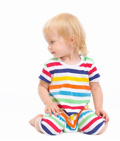 swim suit white background sitting - Cute baby in swimsuit sitting on floor and looking on copy space Stock Photo - Budget Royalty-Free & Subscription, Code: 400-06179238