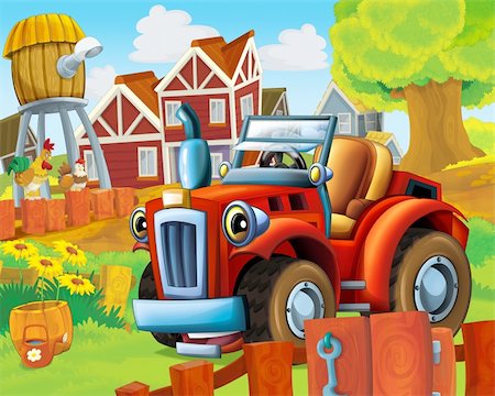 The farm illustration with tractor - for children -educational Stock Photo - Budget Royalty-Free & Subscription, Code: 400-06179337