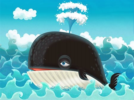 Sweet and happy whale - beautiful cartoon illustration Photographie de stock - Aubaine LD & Abonnement, Code: 400-06179349