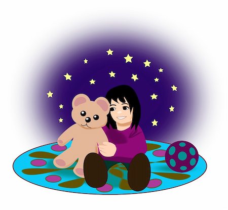 simsearch:400-04814756,k - A little girl sitting and hugging     a brown teddy bear. Foto de stock - Super Valor sin royalties y Suscripción, Código: 400-06179389