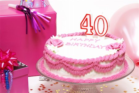 fancy candle - A 40th birthday cake to celebrate someones special day. Stock Photo - Budget Royalty-Free & Subscription, Code: 400-06179405