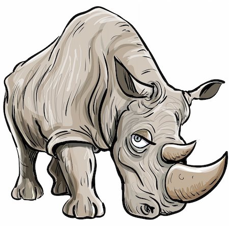 simsearch:400-04455503,k - Cartoon illustration of a rhino. Isolated Stock Photo - Budget Royalty-Free & Subscription, Code: 400-06179491