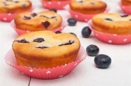 Homemade Blueberry Muffins on White Table Stock Photo - Budget Royalty-Free & Subscription, Code: 400-06179507