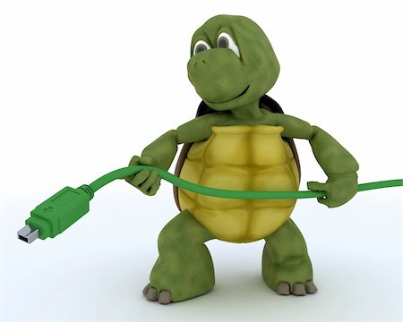 3D render of a tortoise with firewire cable Stock Photo - Budget Royalty-Free & Subscription, Code: 400-06179525
