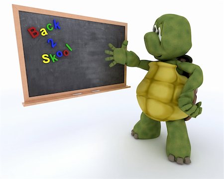 simsearch:400-06178203,k - 3D render of a tortoise with school chalk board Stockbilder - Microstock & Abonnement, Bildnummer: 400-06179521