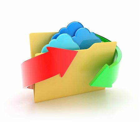 red and blue folder icon - Illustration of a yellow folders with a blue clouds Stock Photo - Budget Royalty-Free & Subscription, Code: 400-06179587