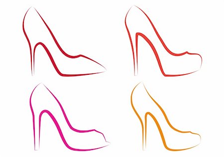 passion for shoes - high heel shoes line art, vector set Stock Photo - Budget Royalty-Free & Subscription, Code: 400-06179905