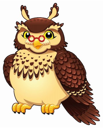 Funny owl. Cartoon and vector isolated character. Photographie de stock - Aubaine LD & Abonnement, Code: 400-06179916