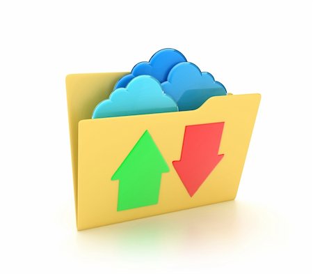 red and blue folder icon - Illustration of a yellow folders with a blue clouds Stock Photo - Budget Royalty-Free & Subscription, Code: 400-06179910