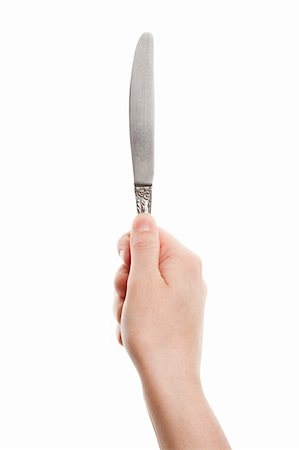 Knife in hand isolated on white background Stock Photo - Budget Royalty-Free & Subscription, Code: 400-06179950