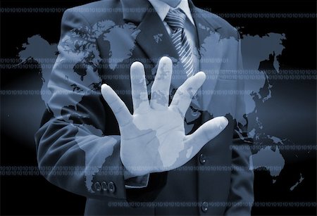 businessman hand pushing button on a touch screen interface Photographie de stock - Aubaine LD & Abonnement, Code: 400-06170429