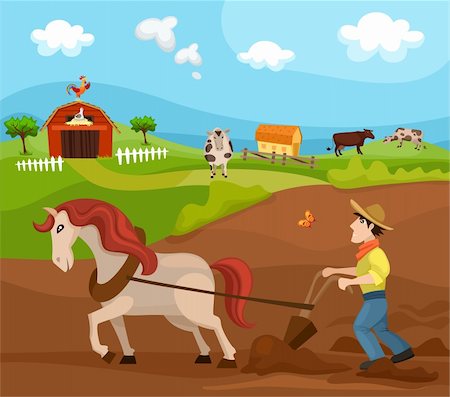 simsearch:400-04272392,k - vector illustration of a cute farm Foto de stock - Super Valor sin royalties y Suscripción, Código: 400-06170434