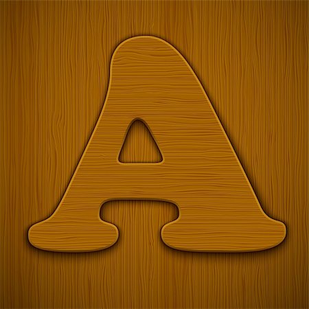 Letter "A". Wooden alphabet. Vector illustration. Stock Photo - Budget Royalty-Free & Subscription, Code: 400-06170625