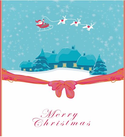 simsearch:400-05719856,k - Happy New year card with Santa and winter landscape Stockbilder - Microstock & Abonnement, Bildnummer: 400-06170748