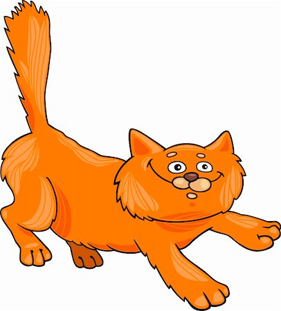cartoon illustration of running red fluffy cat Stock Photo - Budget Royalty-Free & Subscription, Code: 400-06170793