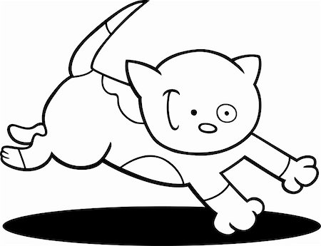 cartoon illustration of running spotted kitten for coloring book Stock Photo - Budget Royalty-Free & Subscription, Code: 400-06170805