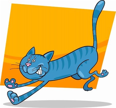 cartoon illustration of running blue tabby cat Stock Photo - Budget Royalty-Free & Subscription, Code: 400-06170809