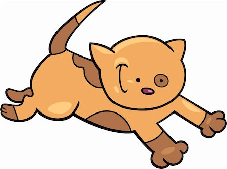 cartoon illustration of cute running spotted kitten Stock Photo - Budget Royalty-Free & Subscription, Code: 400-06170801