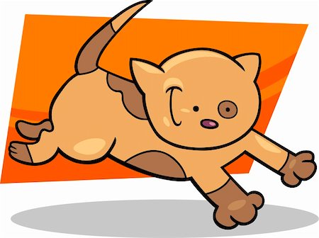 cartoon illustration of cute running spotted kitten Stock Photo - Budget Royalty-Free & Subscription, Code: 400-06170803