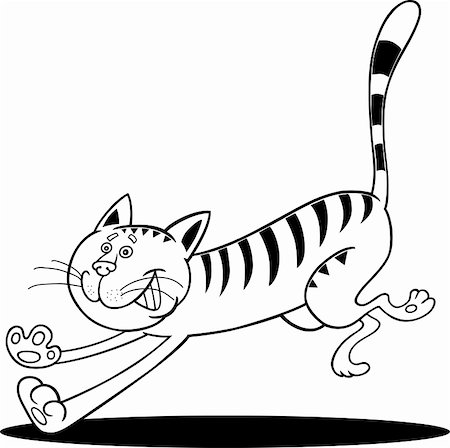 cartoon illustration of running cat for coloring book Stock Photo - Budget Royalty-Free & Subscription, Code: 400-06170811