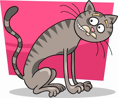 cartoon illustration of thin gray tabby cat Stock Photo - Budget Royalty-Free & Subscription, Code: 400-06170824