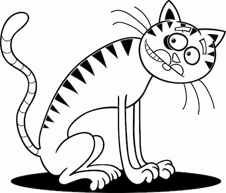 cartoon illustration of thin cat for coloring book Stock Photo - Budget Royalty-Free & Subscription, Code: 400-06170825