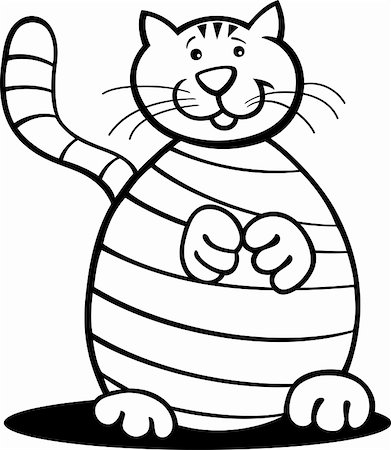 cartoon illustration of tabby cat for coloring book Stock Photo - Budget Royalty-Free & Subscription, Code: 400-06170828