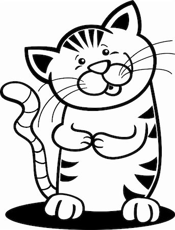 cartoon illustration of tabby kitten for coloring book Stock Photo - Budget Royalty-Free & Subscription, Code: 400-06170820