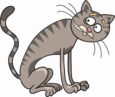 cartoon illustration of thin gray tabby cat Stock Photo - Budget Royalty-Free & Subscription, Code: 400-06170822