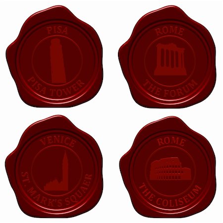 simsearch:400-04848871,k - Italy sealing wax stamp set for design use. Vector illustration. Photographie de stock - Aubaine LD & Abonnement, Code: 400-06170875