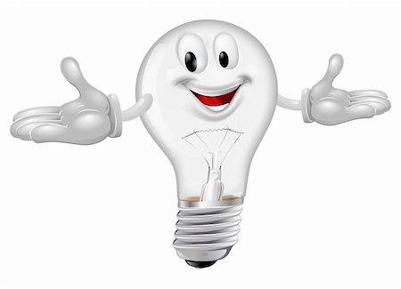 Illustration of a cute light bulb mascot smiling Stock Photo - Budget Royalty-Free & Subscription, Code: 400-06170939