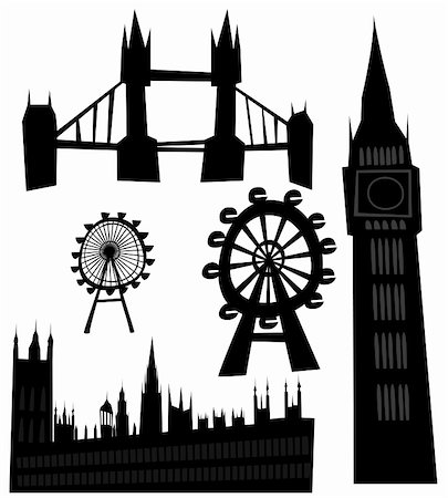 Vector illustration of the various landmarks of London. This file is vector, can be scaled to any size without loss of quality. Stock Photo - Budget Royalty-Free & Subscription, Code: 400-06171015