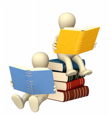 simsearch:400-06074785,k - Two puppets, reading the books. Isolated over white Stock Photo - Budget Royalty-Free & Subscription, Code: 400-06171078