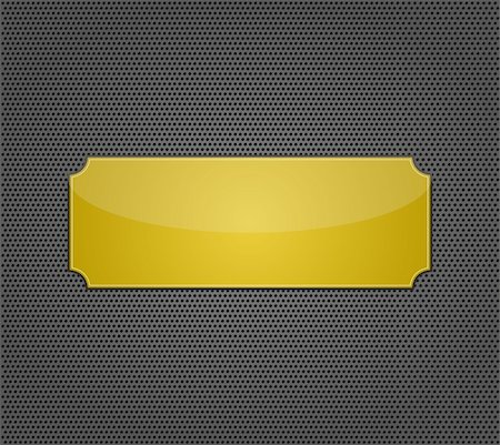 metal background with holes and golden frame. Vector Illustration eps10 Stock Photo - Budget Royalty-Free & Subscription, Code: 400-06171138