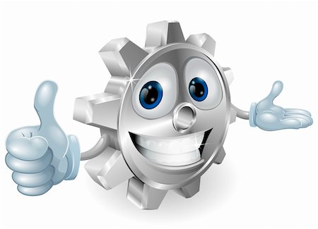 simsearch:400-05927885,k - Illustration of a cute cartoon cog mascot giving a thumbs up Stock Photo - Budget Royalty-Free & Subscription, Code: 400-06171140