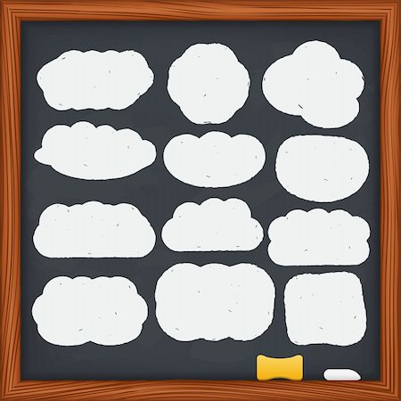 simsearch:400-08043578,k - Hand drawn clouds on a blackboard, vector eps10 illustration Stock Photo - Budget Royalty-Free & Subscription, Code: 400-06171214