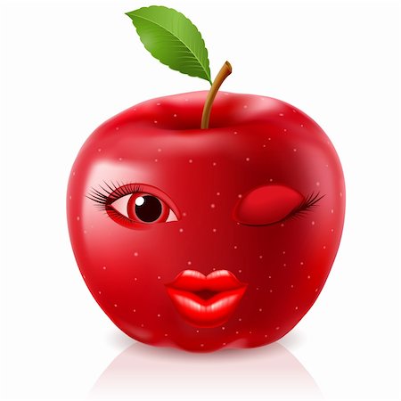 Cartoon Red Apple. Illustration for design on white background Stock Photo - Budget Royalty-Free & Subscription, Code: 400-06171259